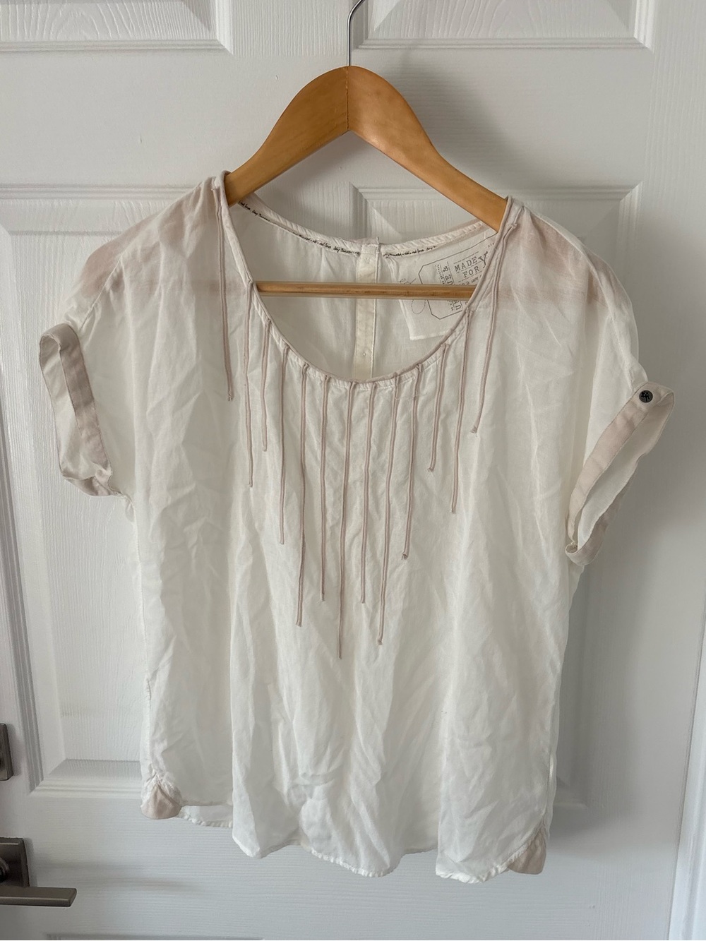 edc by Esprit Vintage Style White Cotton Boho Blouse Top Size M